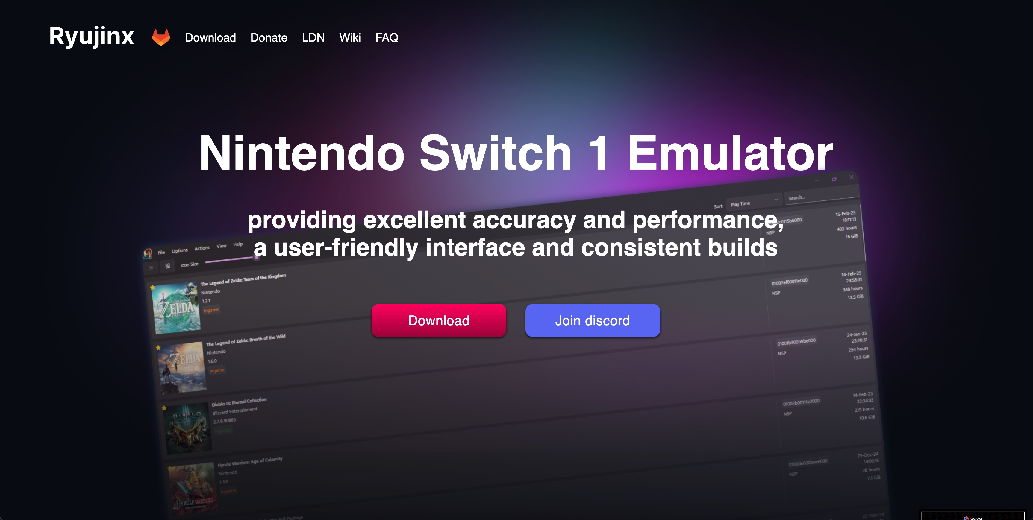 Ryujinx Emulator interface